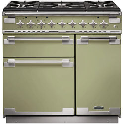 Rangemaster Elise 90 Dual Fuel Range Cooker Olive Green/Chrome Trim